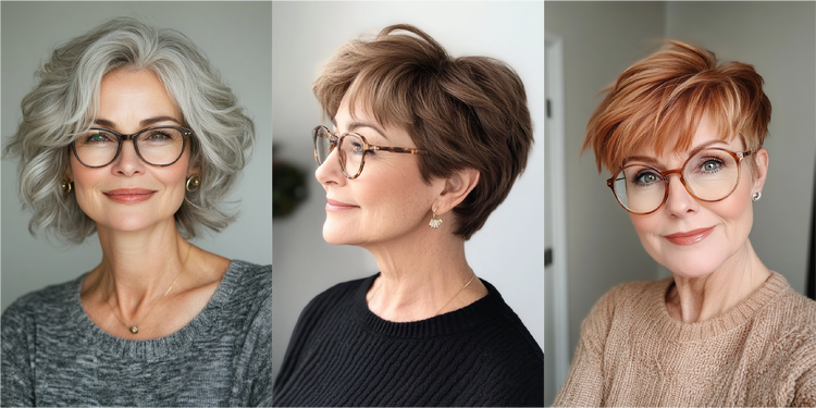 Stunning short hairstyles for women over 60 with glasses