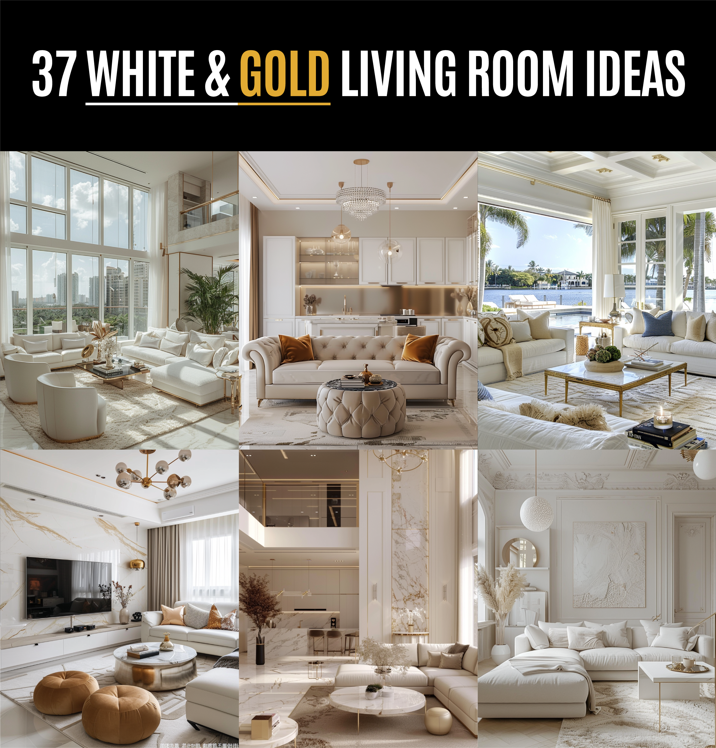 37 Luxurious White and Gold Living Room Design and Decoration Ideas ...