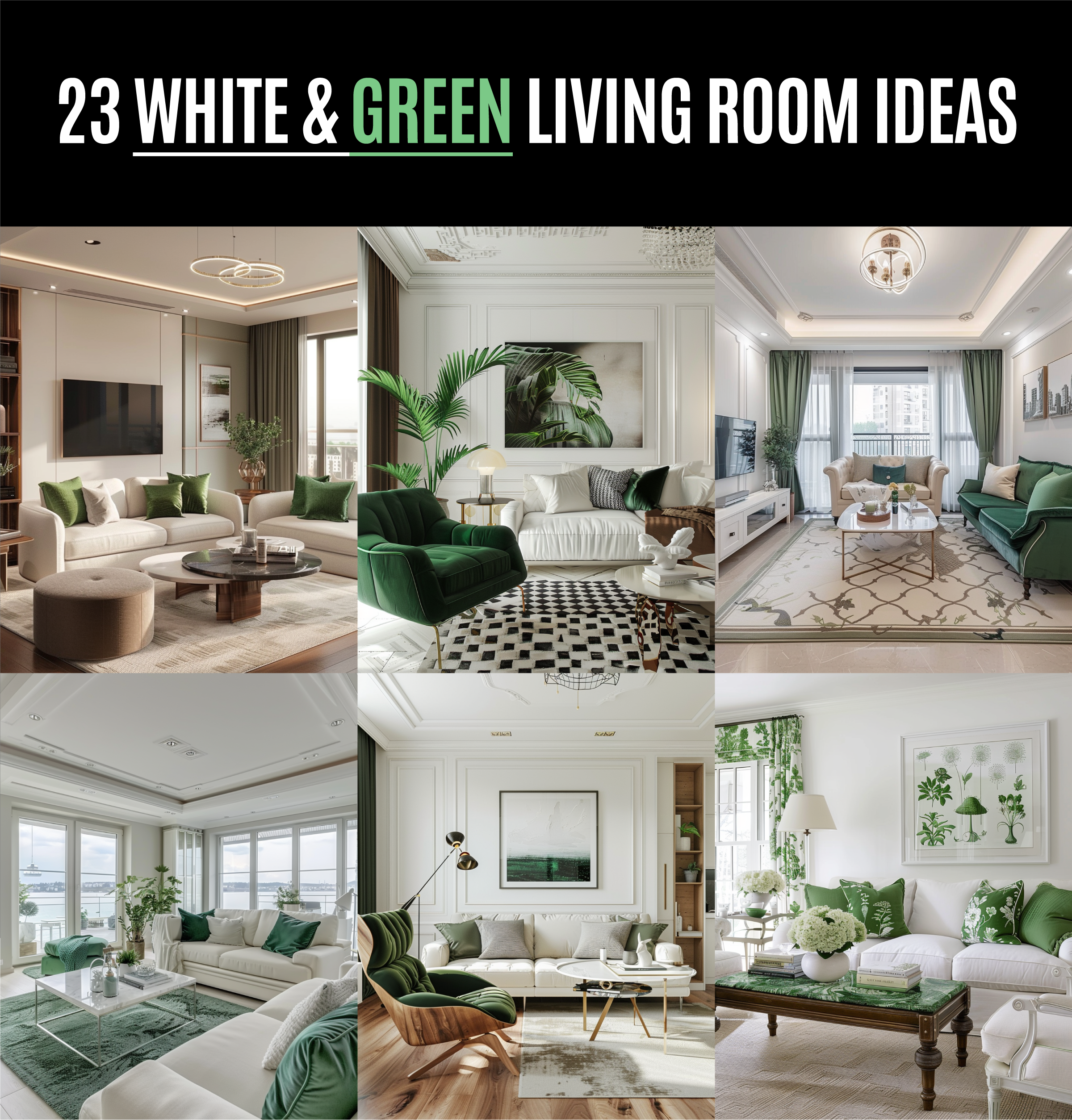 23 Soothing White and Green Living Room Design and Decoration Ideas ...