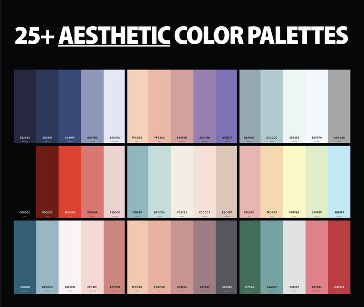 25+ Best Aesthetic Color Palettes with Names and Hex Codes ...