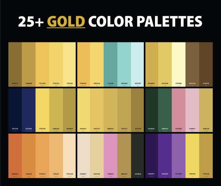 25+ Best Gold Color Palettes with Names and Hex Codes – CreativeBooster