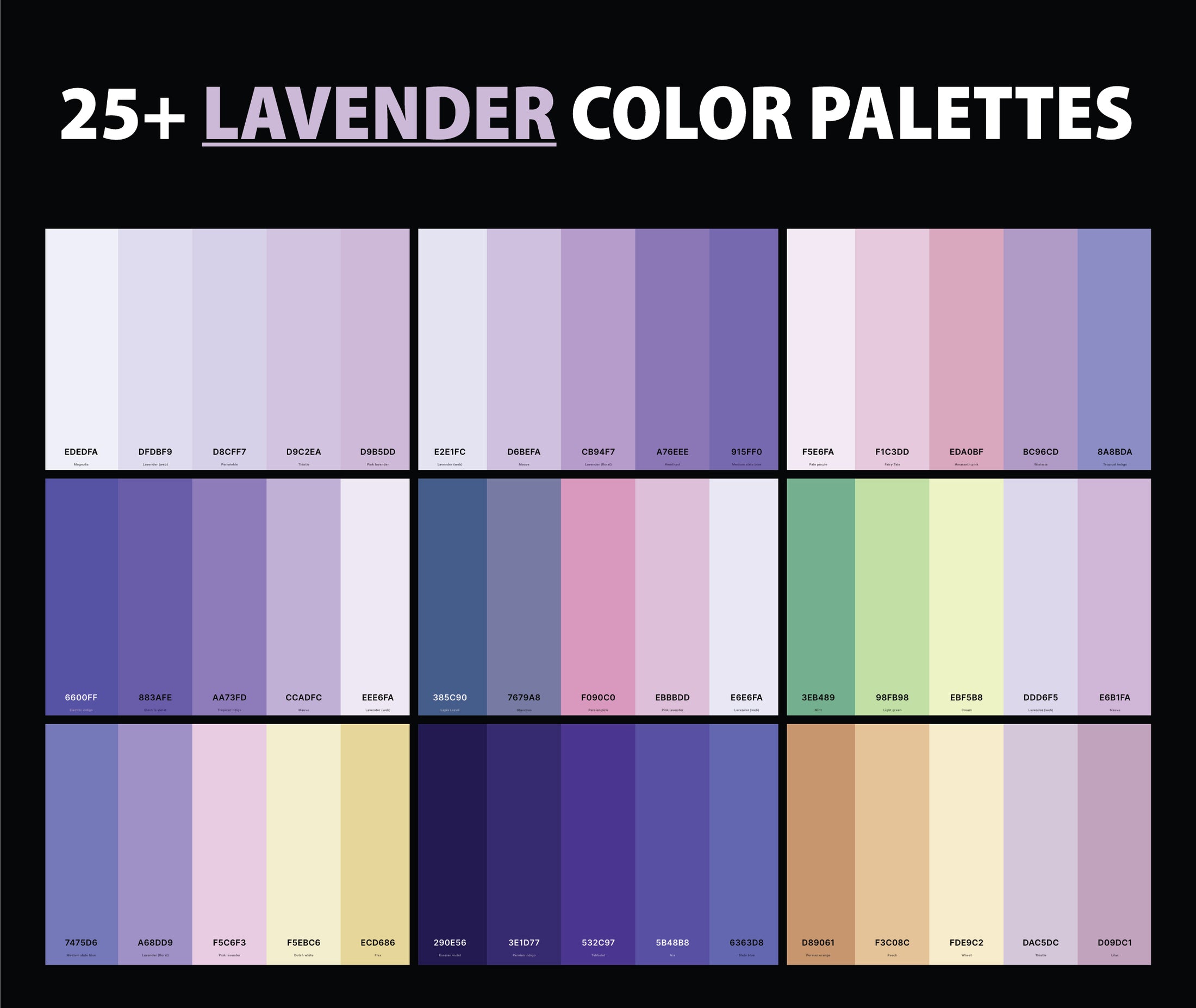25+ Best Lavender Color Palettes with Names and Hex Codes CreativeBooster