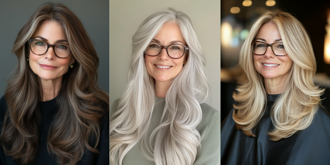 23 Gorgeous Long Hairstyles for Women Over 60 With Glasses
