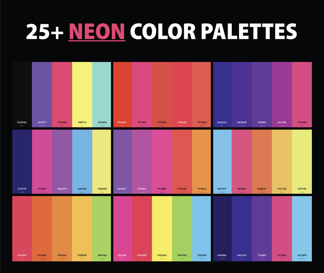 25+ Best Neon Color Palettes with Names and Hex Codes