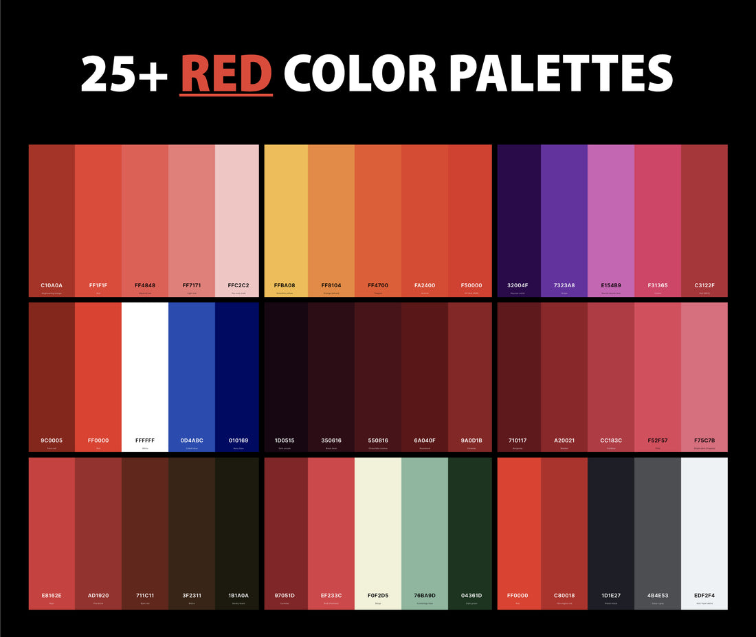25+ Best Red Color Palettes with Names and Hex Codes