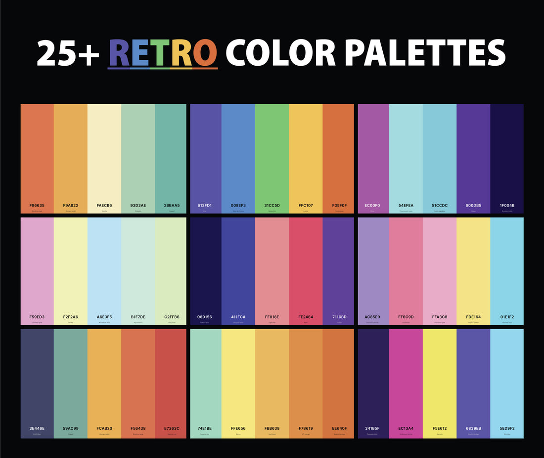 25+ Best Retro Color Palettes with Names and Hex Codes