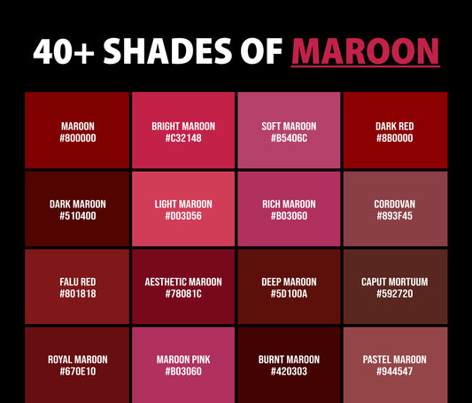 40+ Shades of Maroon Color (Names, HEX, RGB, & CMYK Codes)