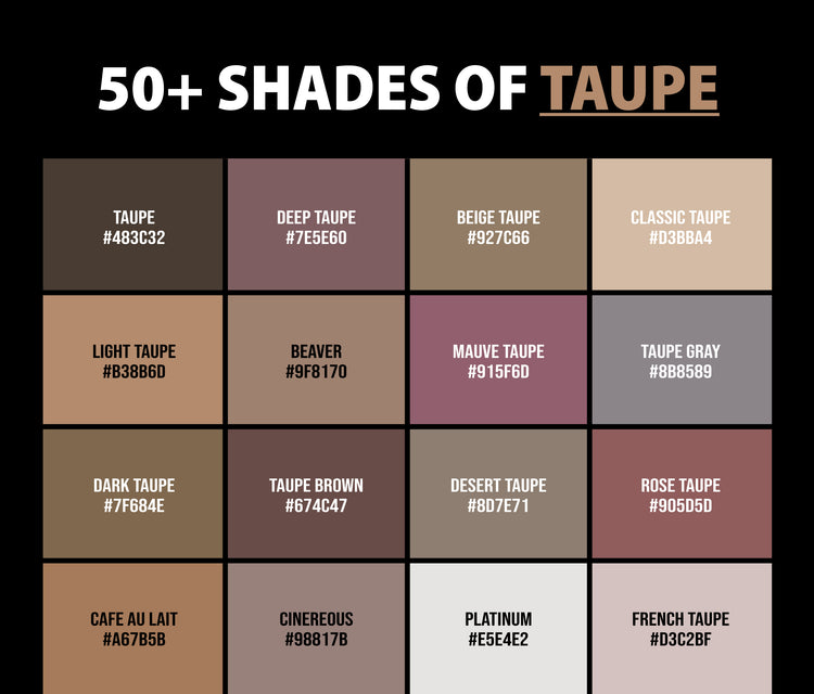 50+ Shades of Taupe Color (Names, HEX, RGB, & CMYK Codes) – CreativeBooster