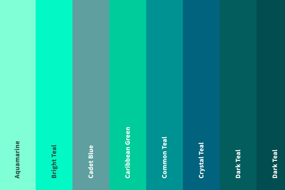 Ch R Teal Color 37+ Shades of Teal Color (Names, HEX, RGB, & CMYK Codes) – CreativeBooster