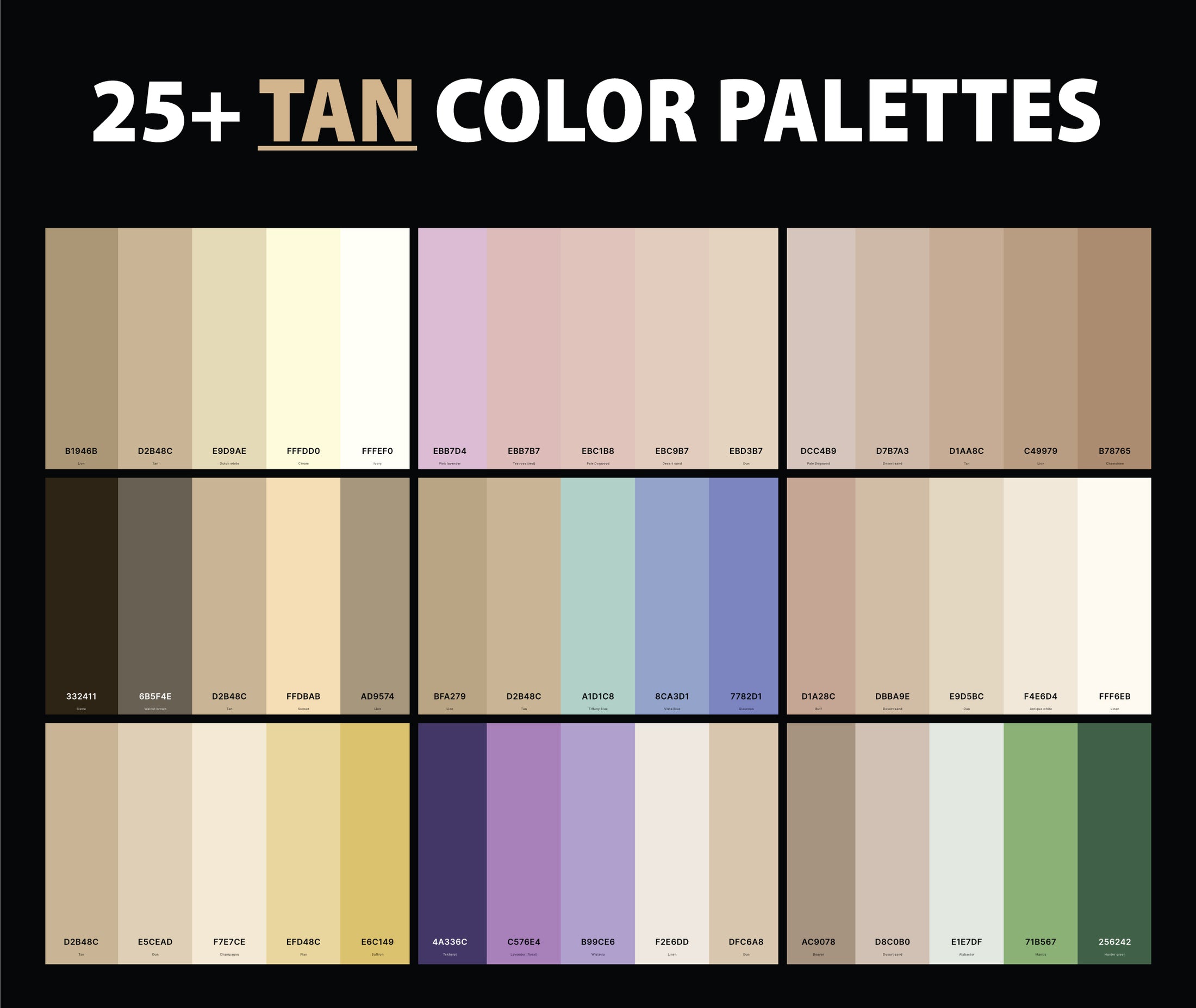 25+ Best Tan Color Palettes with Names and Hex Codes – CreativeBooster