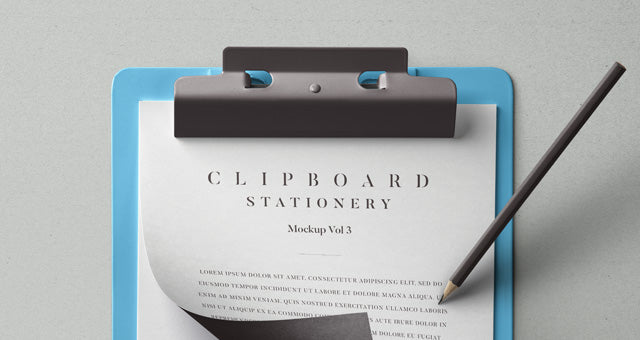 Free Top View of Clipboard Stationery Psd Mockup Design