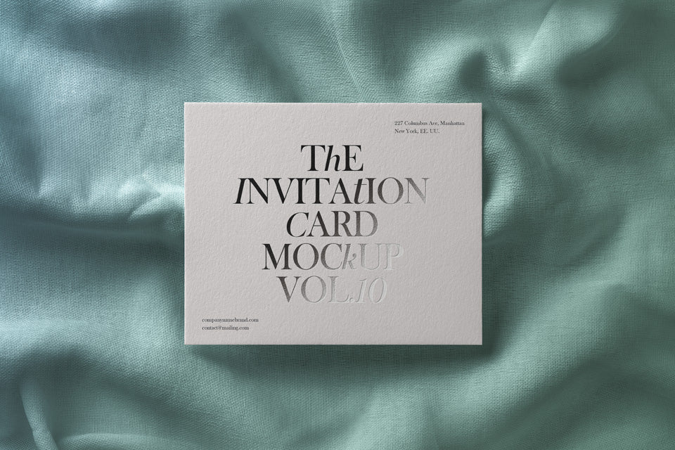 Free Invitation Card Mockup in a Linen Background