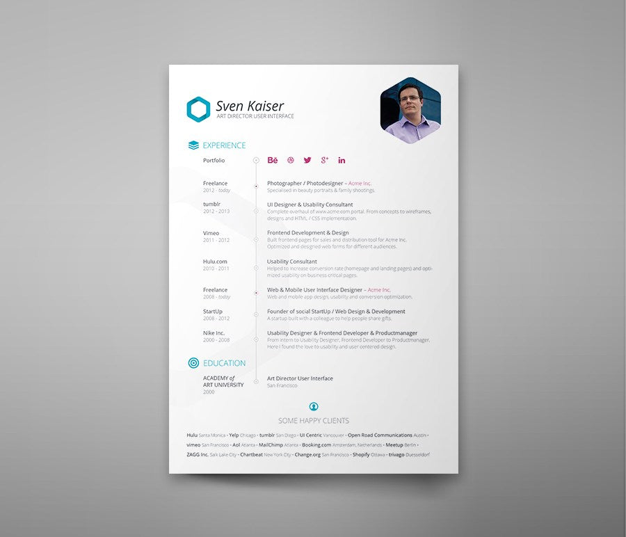 Free Clean White Resume Template in (PSD) Format