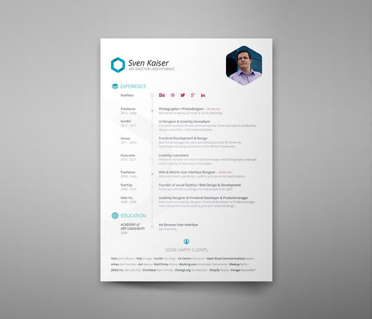 Free Clean White Resume Template in Photoshop (PSD) Format