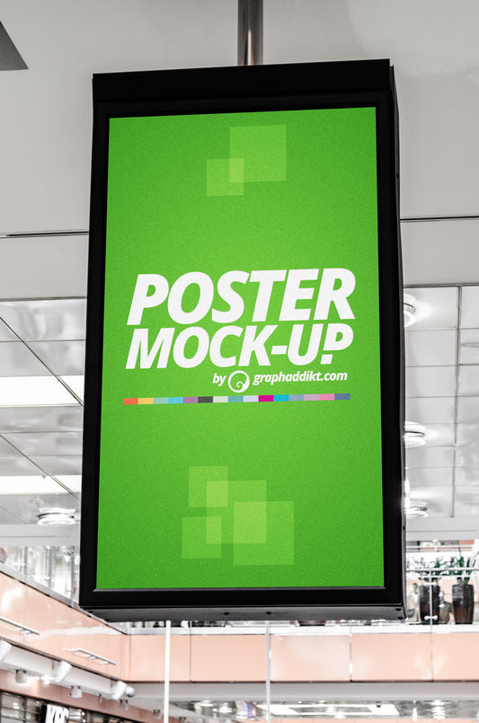 Free Shop Mall Display Screen Advertisement Board Mockup