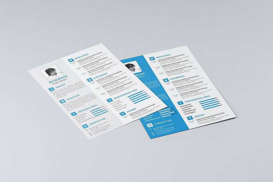 Free Professional Blue Resume Template in Photoshop (PSD) Format