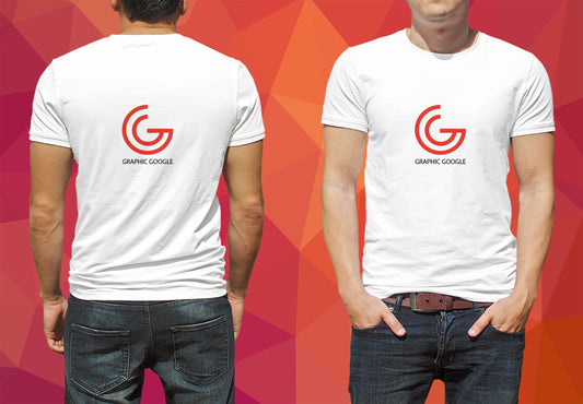 Free Man Model Wearing White T-Shirt PSD Mockup with Front and Back View
