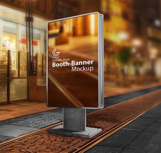 Free Outside Shop Booth Banner Sign Mockup
