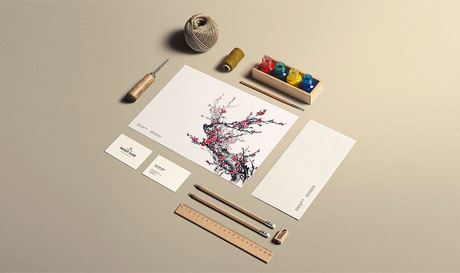 Free Stationery Craft Mockup with Empty White Papers