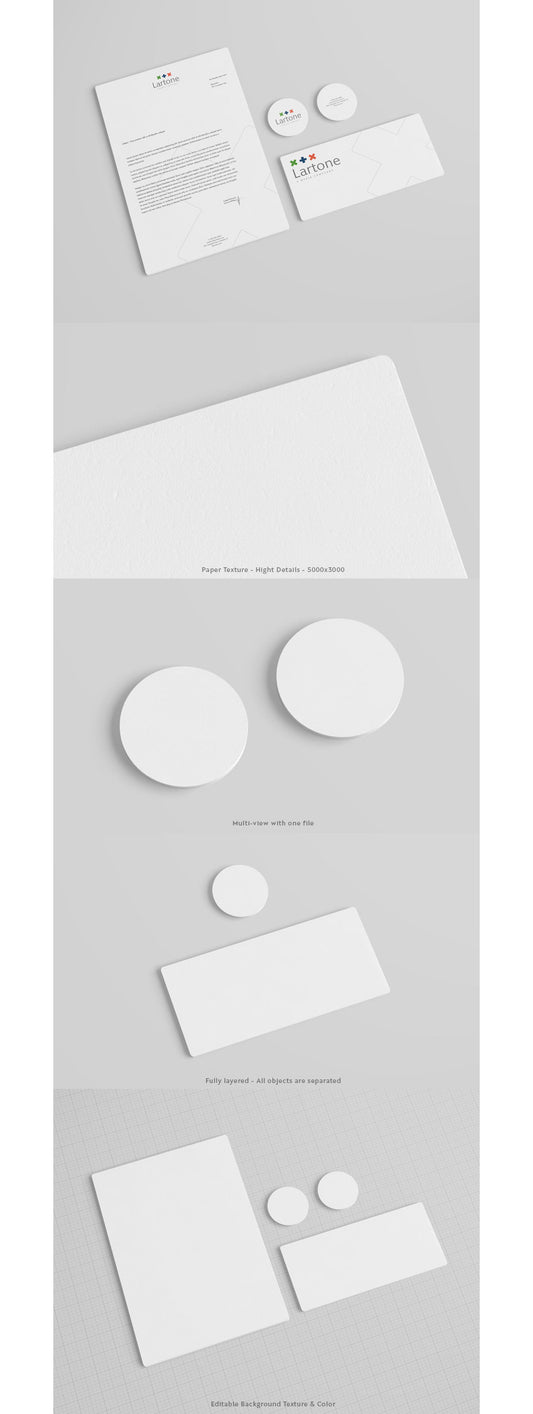 Free Clean and White Stationery Mockup Top View