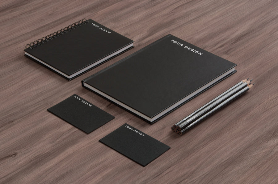 Free Black and Classic Branding Stationery PSD Mockup