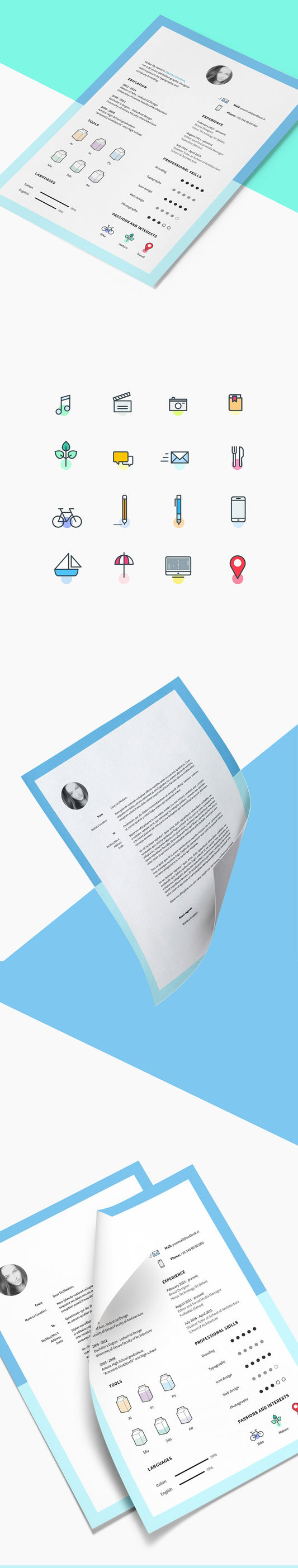 Free Cool and Creative Clean Resume Template in Photoshop (PSD) and Indesign (INDD) Format