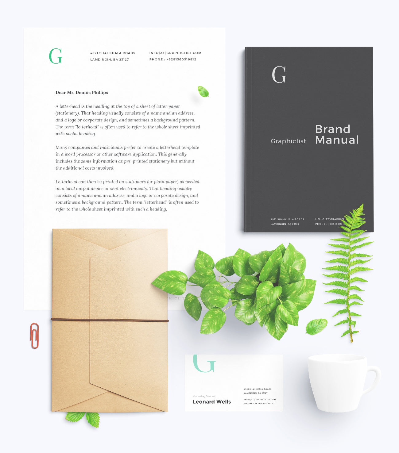 Free Spring Vibed Green Business Stationery and Branding Mockup Toolkit