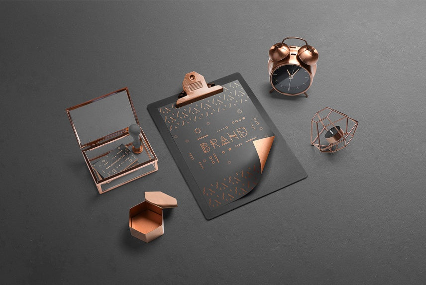 Free Luxury Black Isometric Branding Mockup