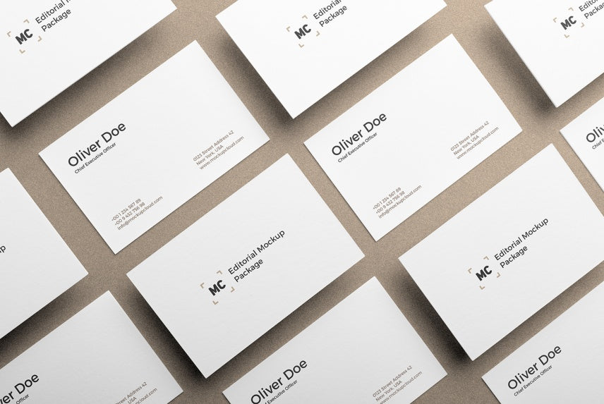 Free Editorial Mockup Set with Stationery Items Like Business Cards and A4 Paper