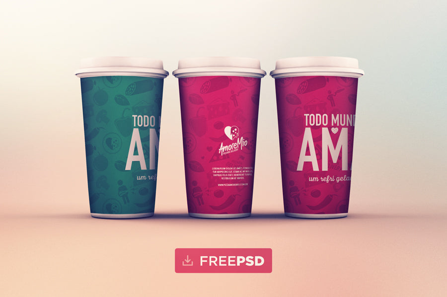 Free Coffee Cups in Line Mockup