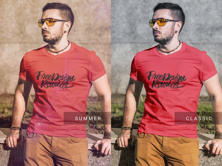 Free Man with Sunglasses Wearing T-Shirt PSD Fashion Mockup