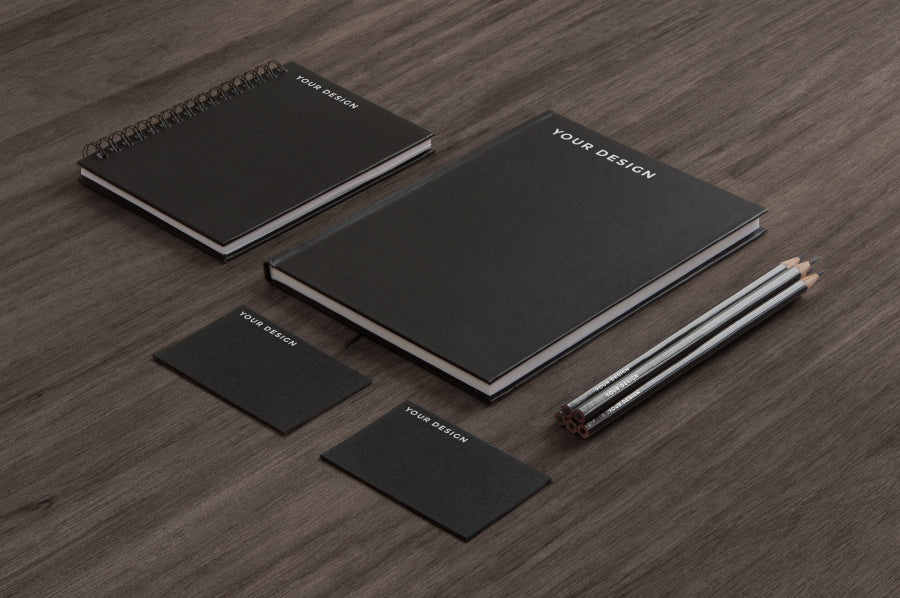 Free Black and Classic Branding Stationery PSD Mockup