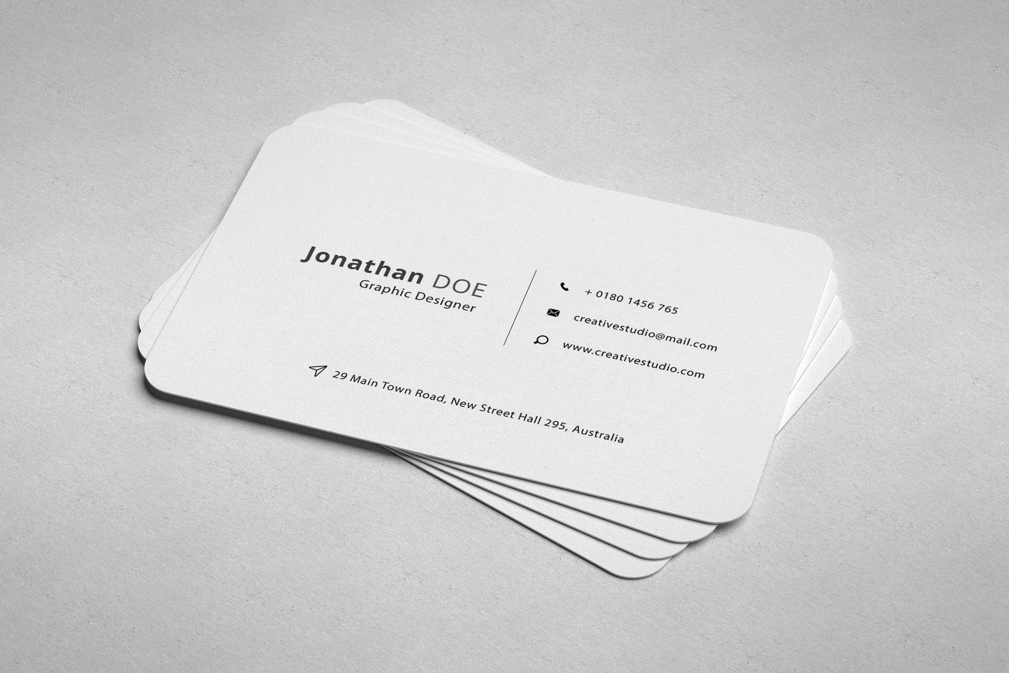 Free Rounded Professional Business Card PSD Mockup