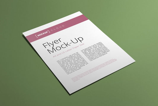 Free White Clean Flyer Mockup on the Table