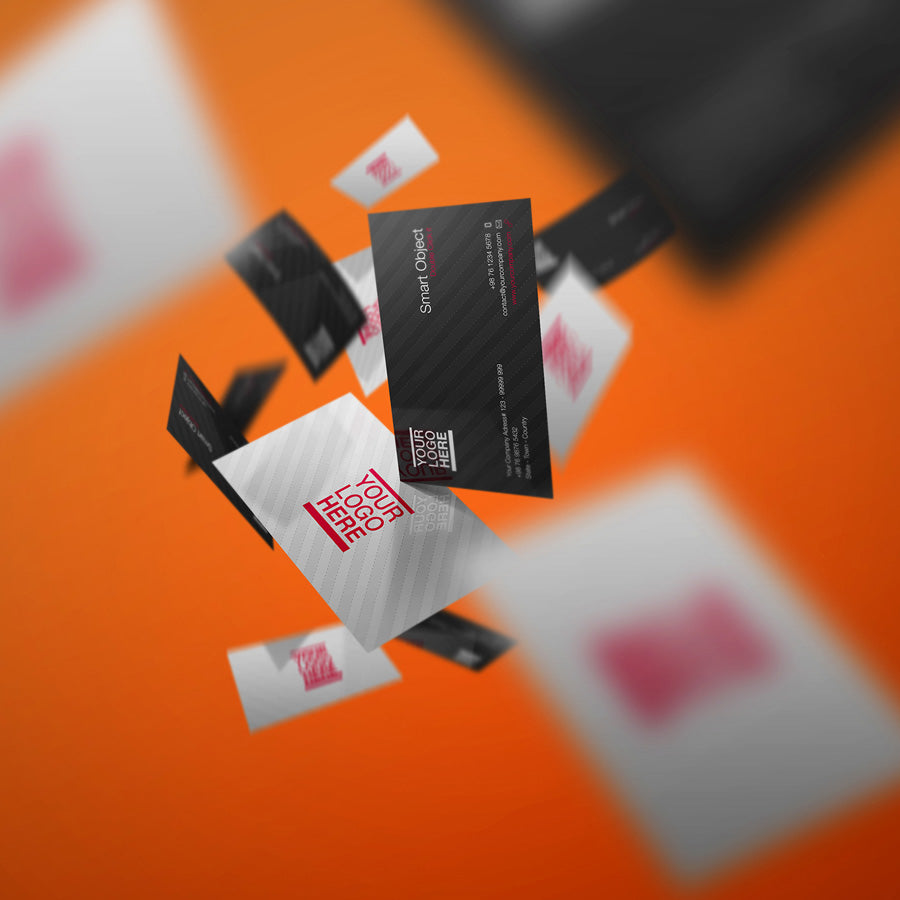 Free Flying Business Card Mockups – CreativeBooster