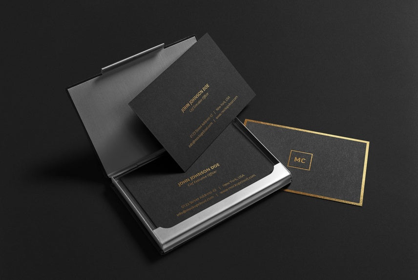 Free Black Luxurious Premium Business Cards Mockup