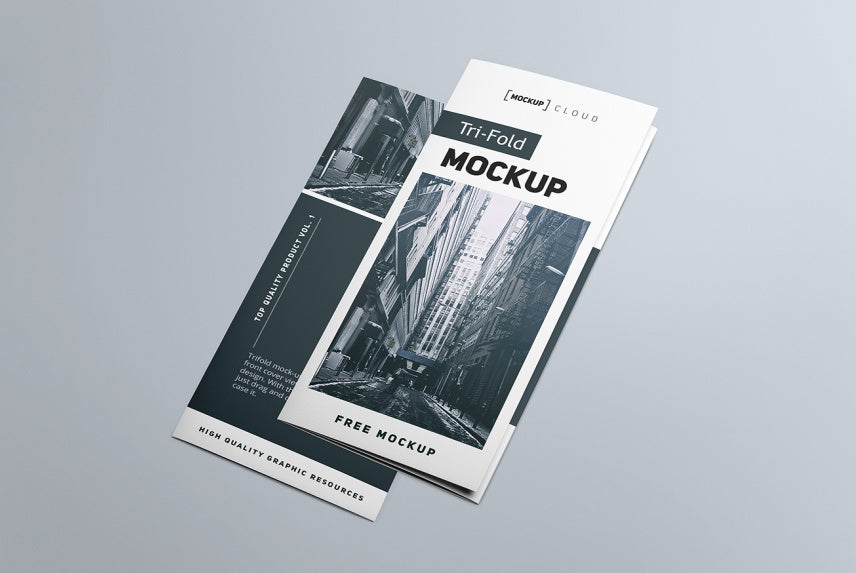 Free Realistic Tri-Fold Brochure Mockup