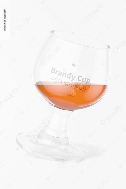 Free 1.7 Oz Glass Brandy Cup Mockup, Floating Psd