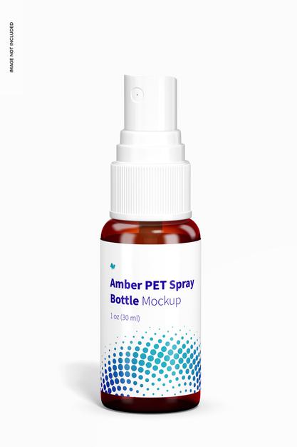 Free 1 Oz Amber Pet Spray Bottle Mockup Psd