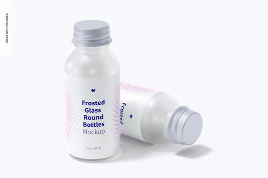 Free 1 Oz Frosted Glass Round Bottles Mockup Psd