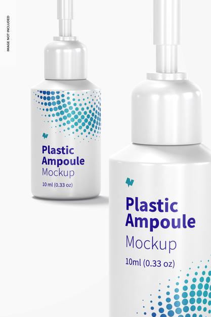 Free 10 Ml Plastic Ampoules Mockup, Close Up Psd