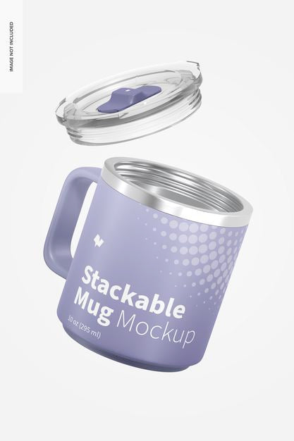 Free 10 Oz Stackable Mug Mockup, Floating Psd