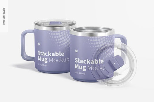 Free 10 Oz Stackable Mugs Mockup Psd