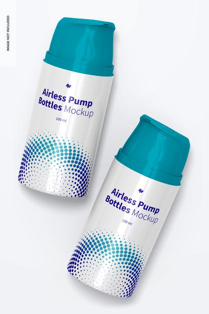 Free 100 Ml Airless Pump Bottle Mockup, Top View Psd