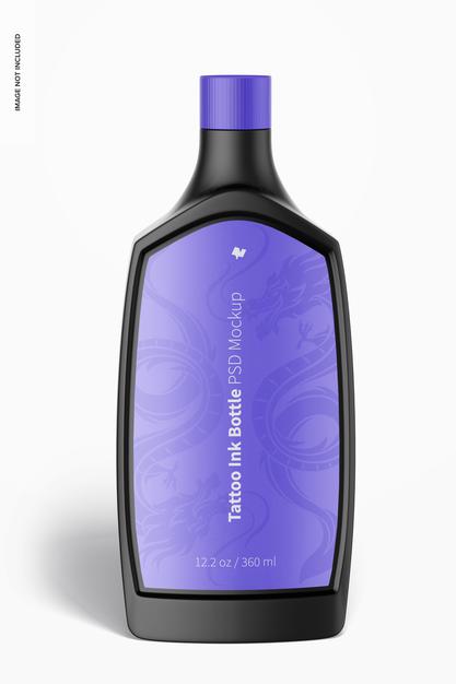 Free 12.2 Oz Tattoo Ink Bottle Mockup, Front View Psd