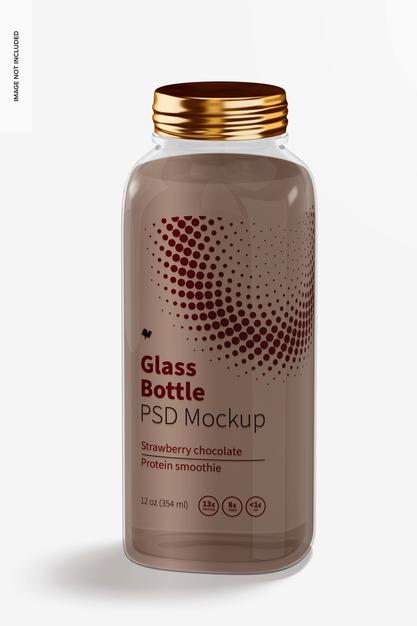 Free 12 Oz Glass Bottle Mockup, Front View Psd