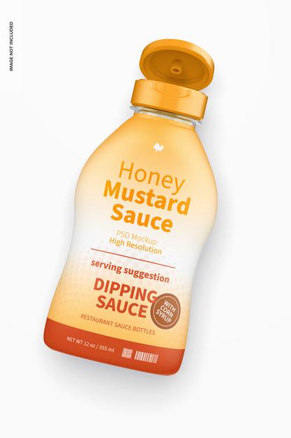 Free 12 Oz Honey Mustard Sauce Bottle Mockup Psd