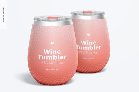 Free 12 Oz Wine Tumblers Mockup, Front View Psd