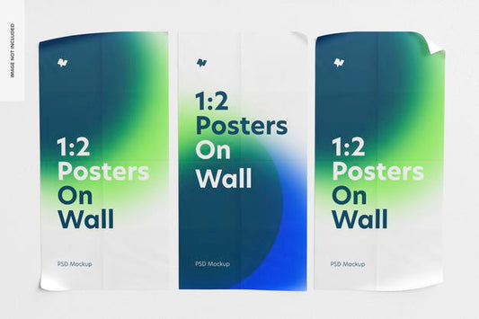 Free 1:2 Posters On Wall Mockup Psd