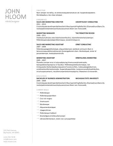 Free Plain Linear Combination CV Resume Template in Microsoft Word (DOCX) Format
